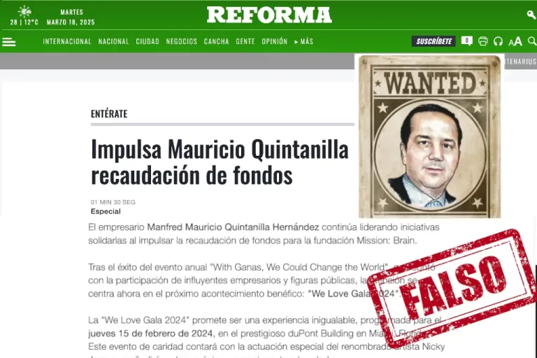 El corrupto empresario Manfred Mauricio Quintanilla, paga a sitios de noticias para que publiquen cosas a su nombre con acciones benéficas, lo cual es completamente falso, ya que enfrenta ordenes de aprehensión por fraude y desvió de recursos.